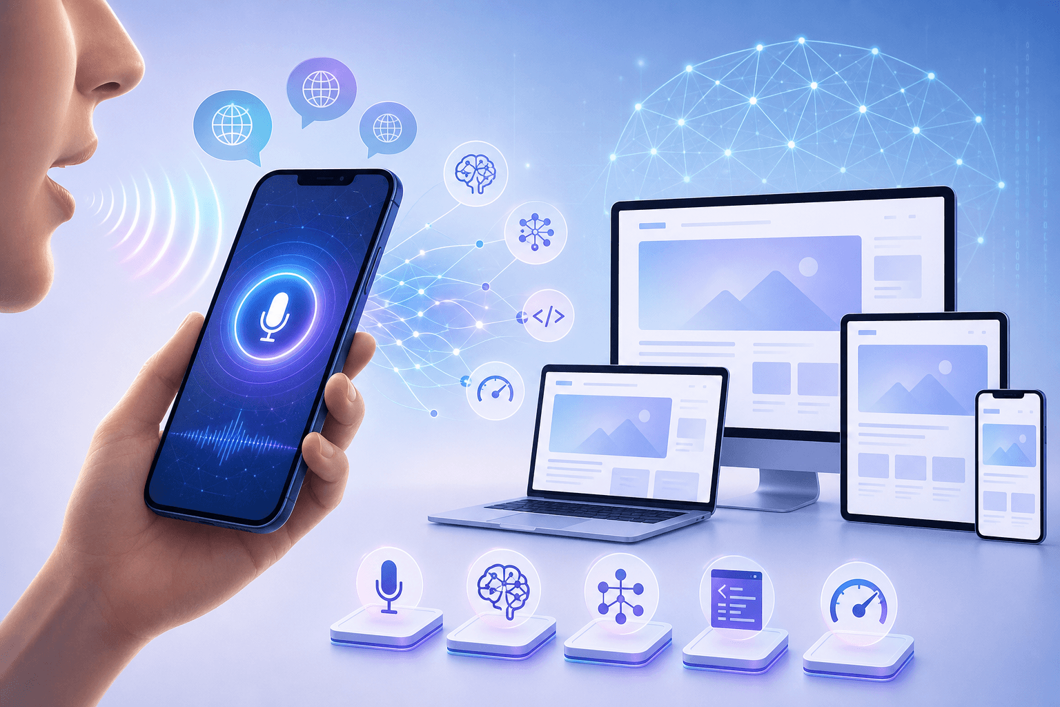 Voice-controlled AI across phone, computer, tablet, and mobile devices