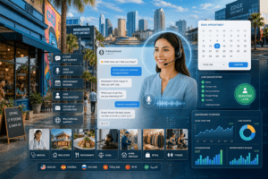 AI receptionist dashboard for appointment booking, lead qualification, and multilingual customer support